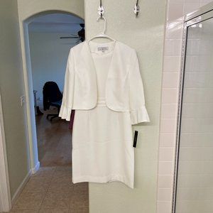 TAHARI ASL ivory white dress suite 2 piece garment size 8